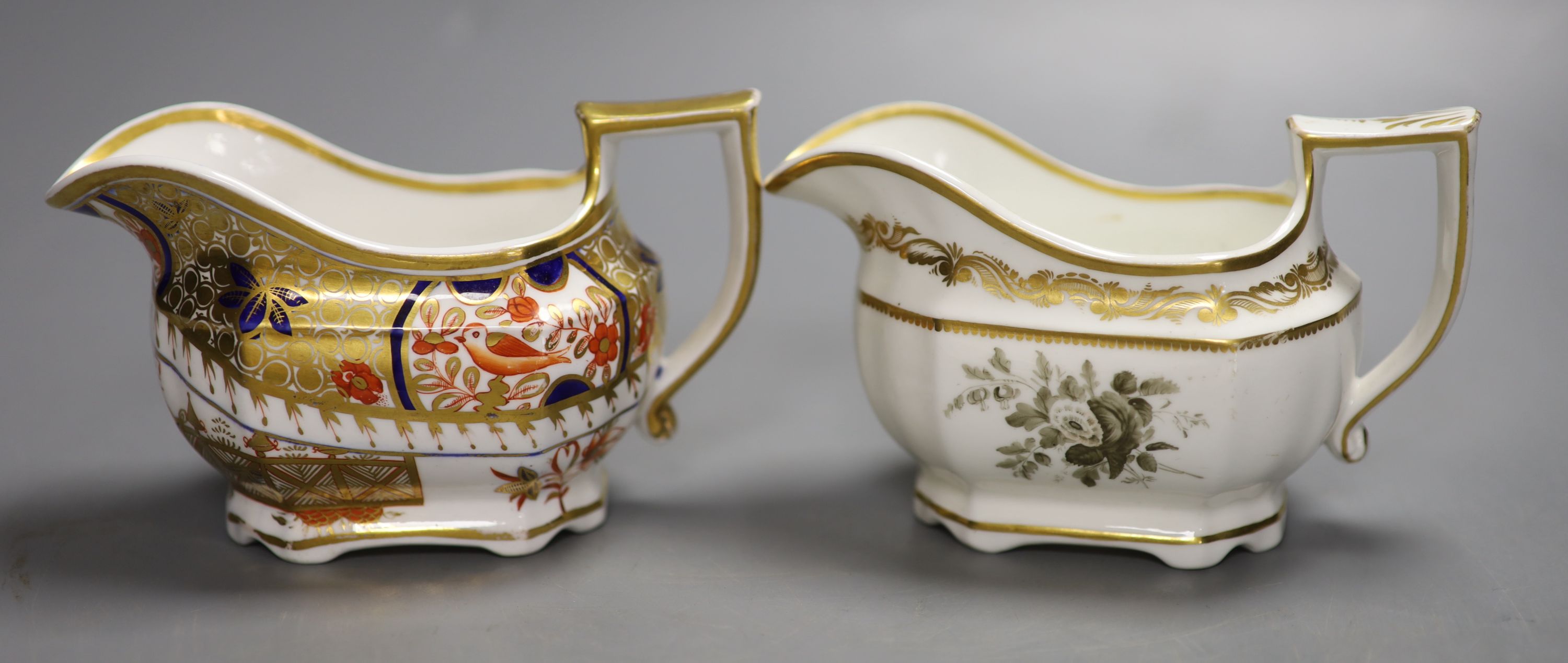 A Spode cream jug painted with Imari pattern 1495, and a Spode cream jug painted with sepia - Image 2 of 4