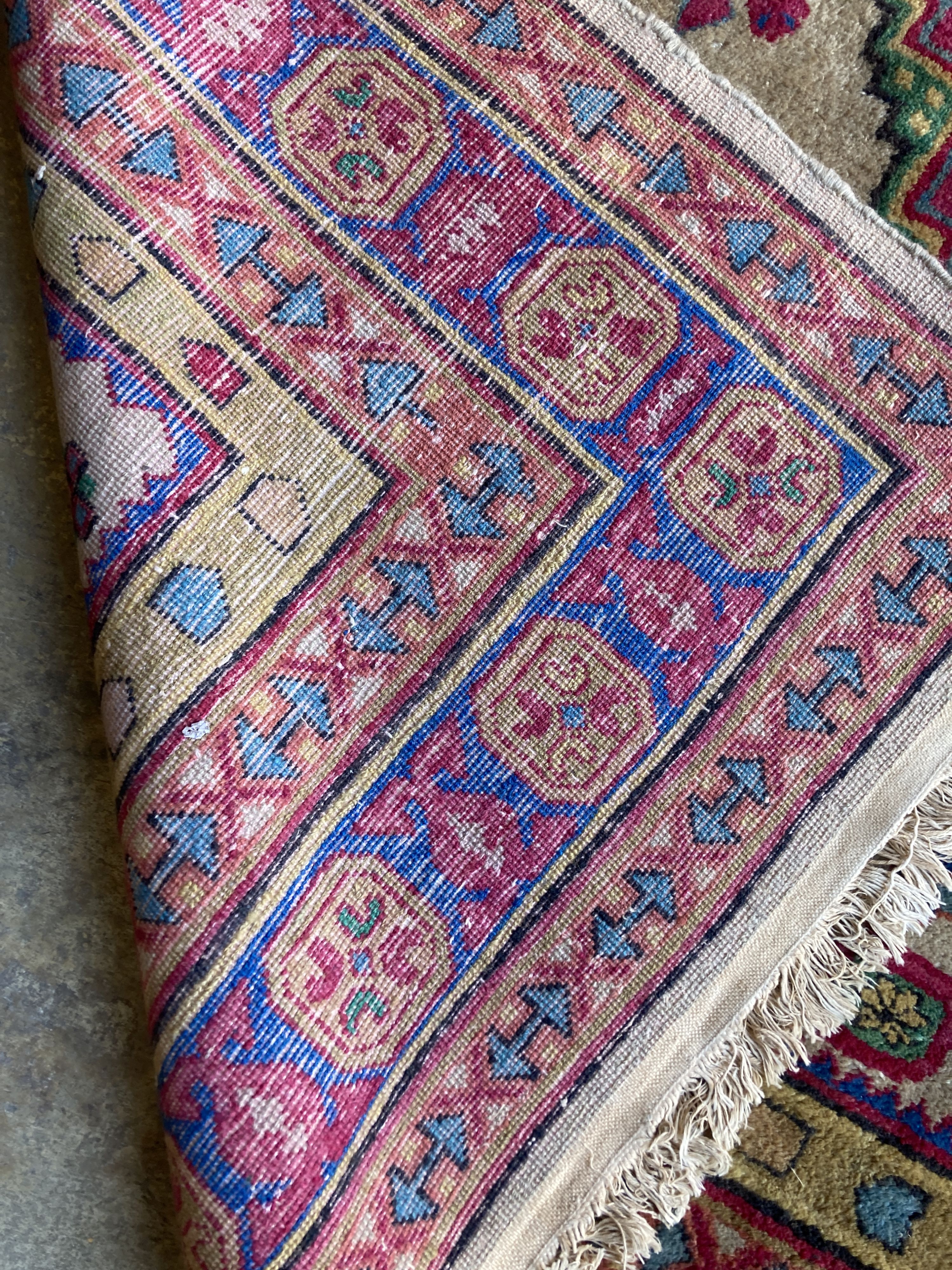 A Caucasian design fawn ground rug, 240 x 158cm - Image 2 of 2