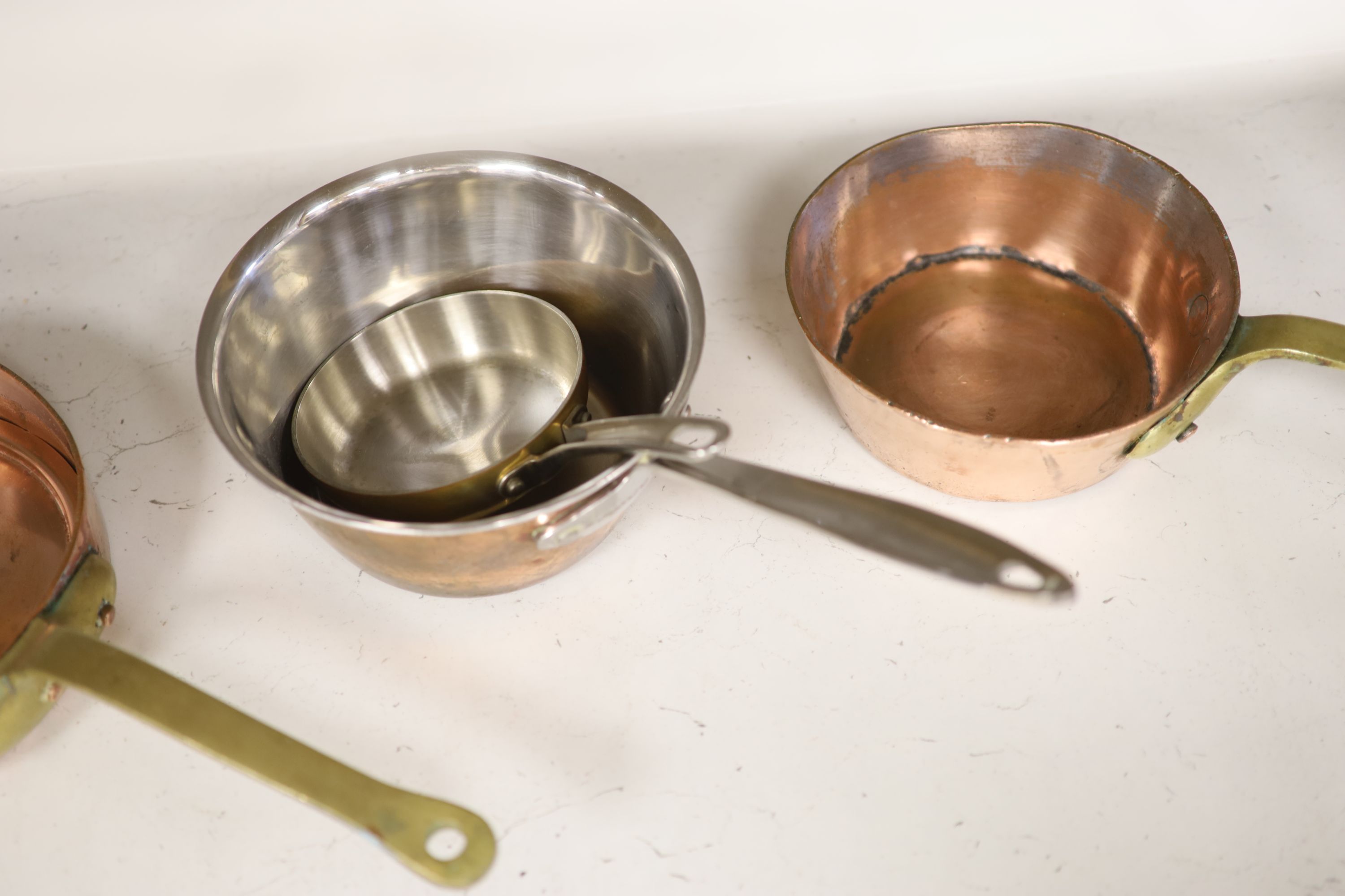 Four French copper pans - Image 3 of 4