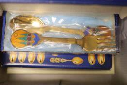 Assorted Danish gilt sterling and enamel mainly 1980's Christmas spoons, including Georg Jensen,