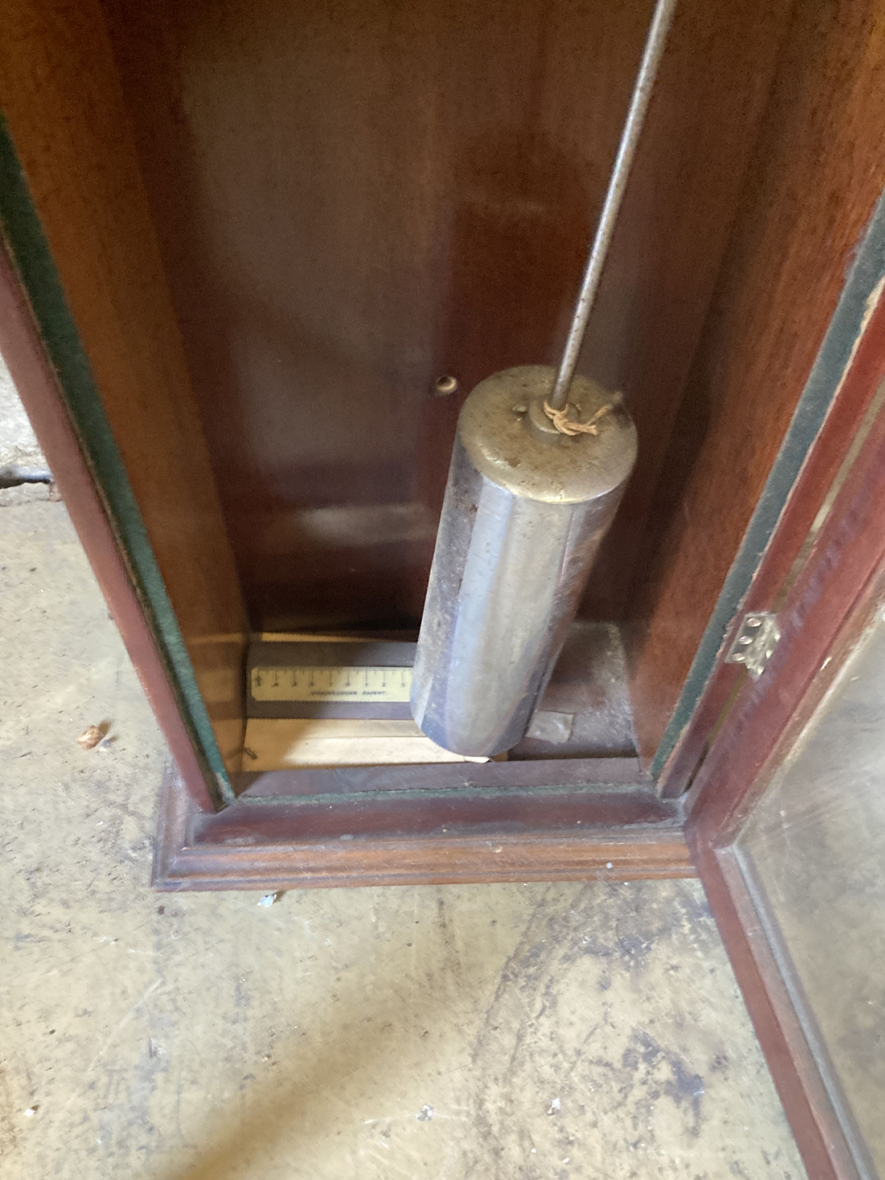 A Synchronome electric mahogany cased pendulum master timepiece, NRA C32, height 128cm - Image 6 of 6