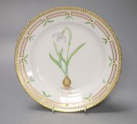 A Royal Copenhagen plate bi-centennial 1790-1990 painted with Galanthus nivalis L., diameter 22cm