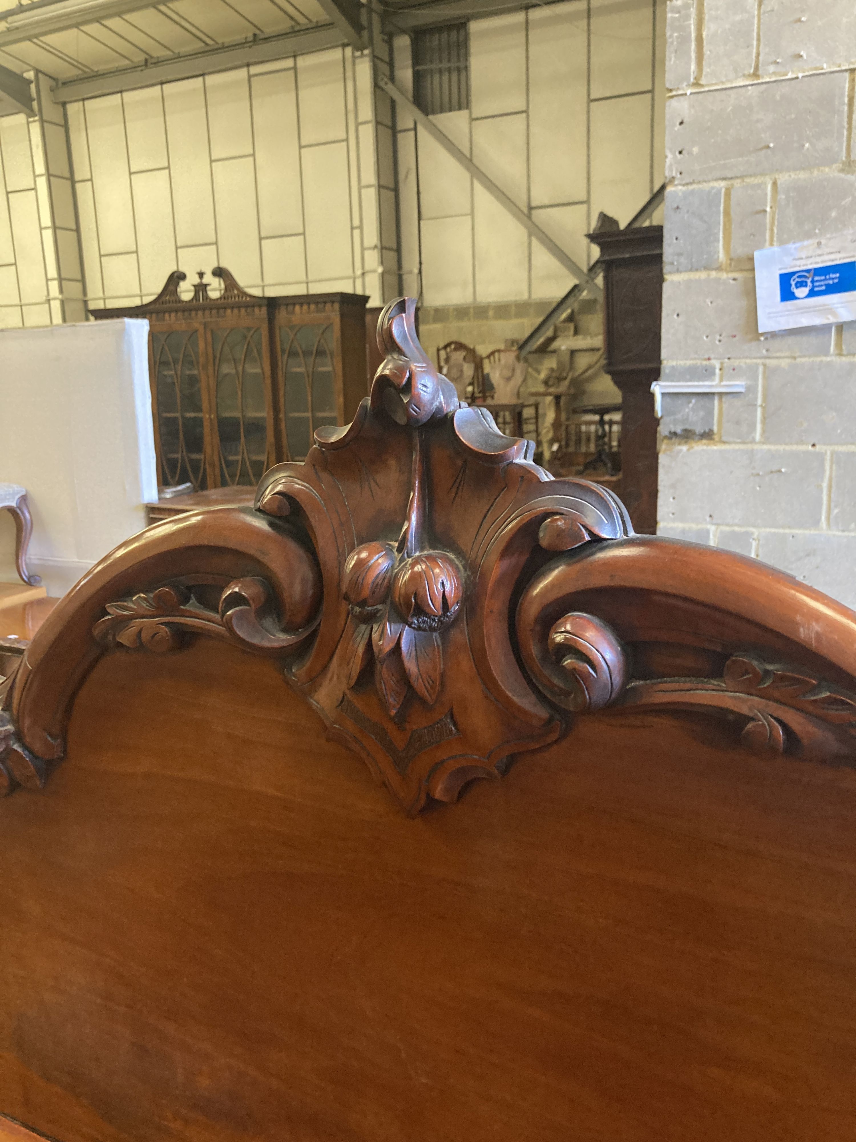 A Victorian carved mahogany sideboard fitted drawers and cupboard, length 150cm, depth 56cm, - Image 3 of 6