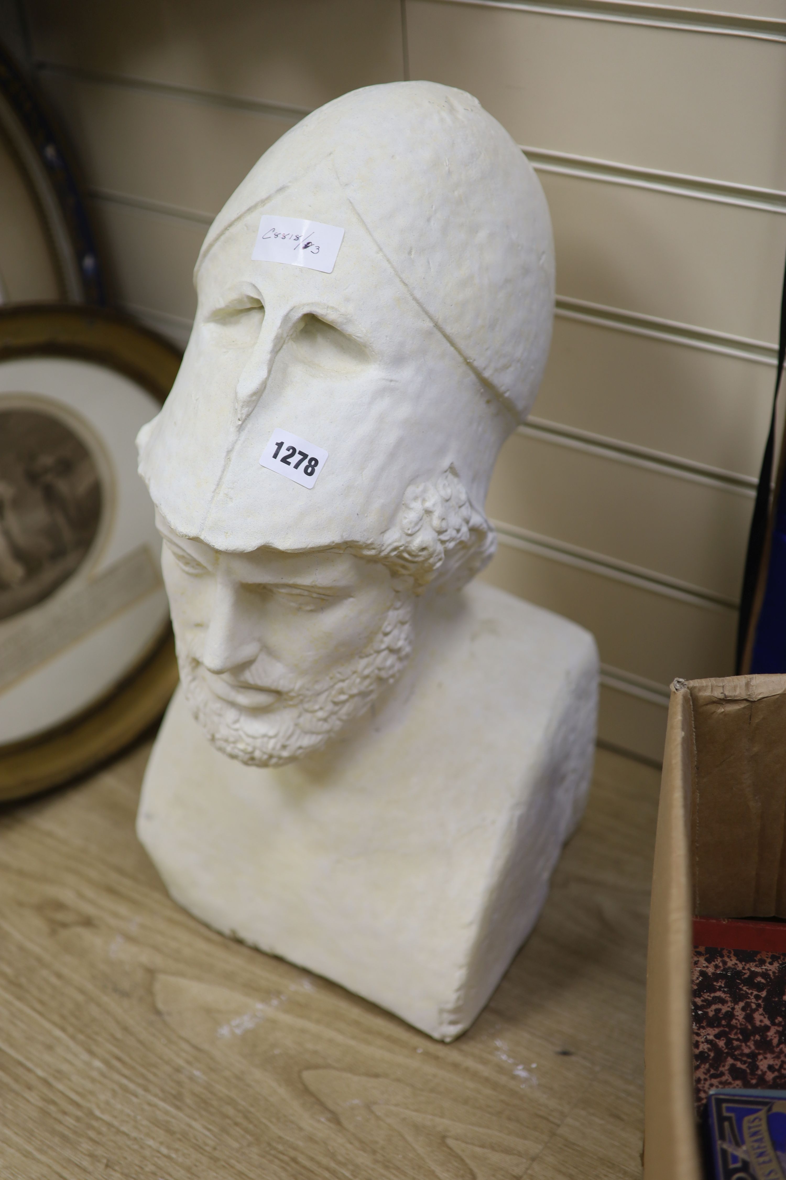 After the Antique. A cast limestone composite bust of a bearded gentleman - Image 2 of 3