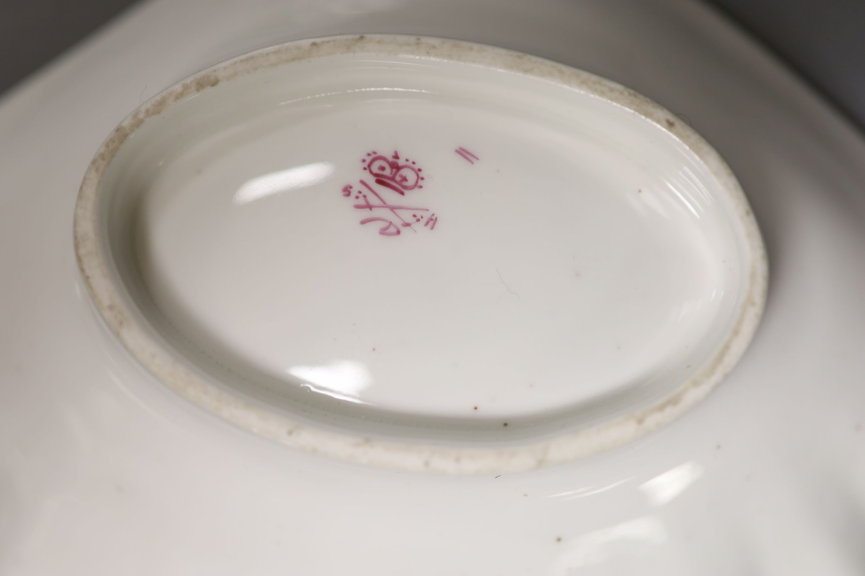 A Royal Crown Derby square shaped plate, painted with a yachting scene by WEJ Dean, and pair of - Image 5 of 7