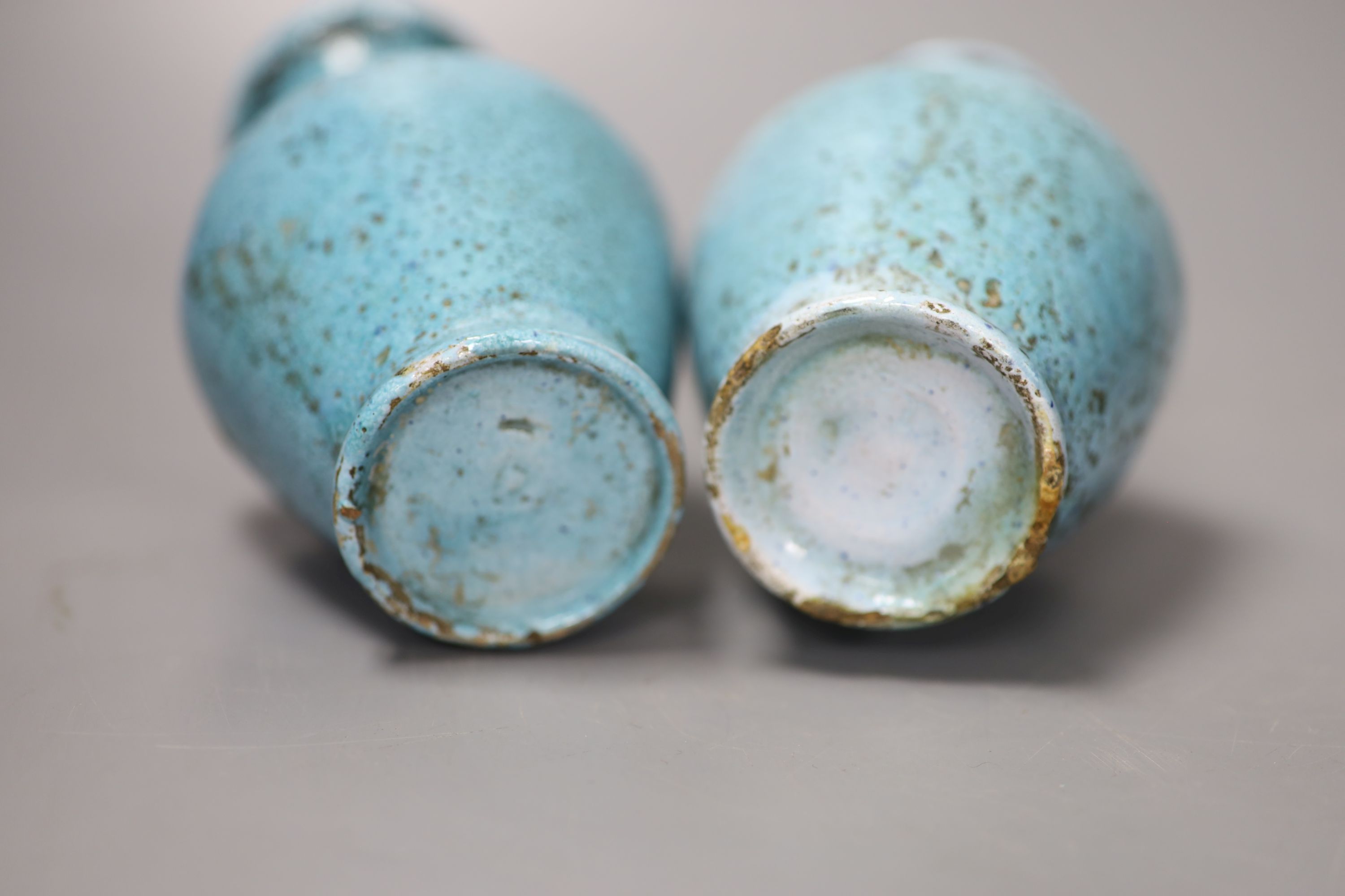 A pair of pale blue Eastern pottery vases, 16.5cm high - Image 4 of 5