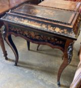 A 19th century French marquetry and kingwood jardiniere table, with ormolu mounts and removable