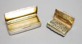 A George III silver vinaigrette and a George IV silver snuff box, the former Birmingham 1818, makers