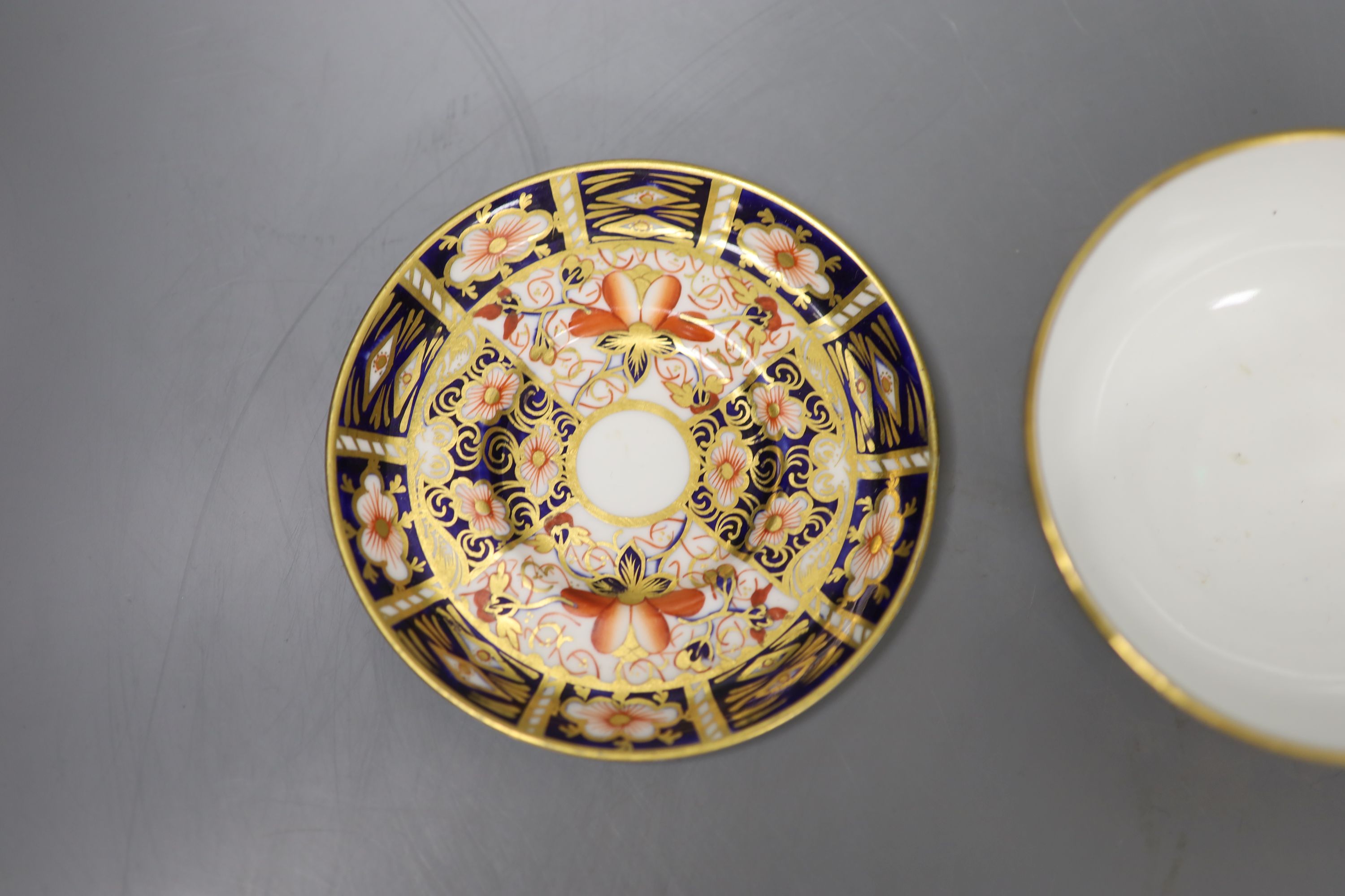 A pair of Royal Crown Derby coffee cups, imari pattern 2451, a coffee can and saucer and a sugar - Image 6 of 7