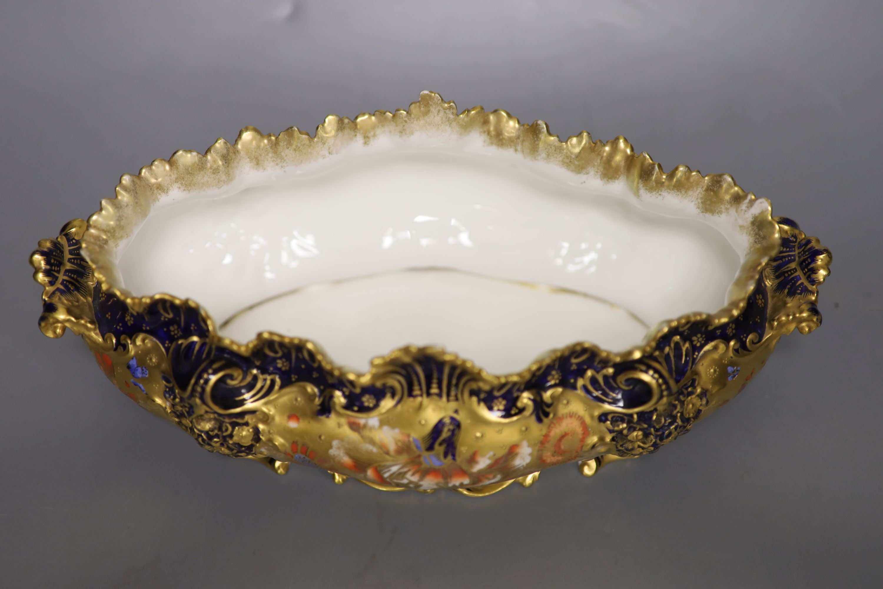 A Royal Crown Derby Imari pattern jardiniere, of shaped oval form, with scrolled handles and - Image 2 of 3