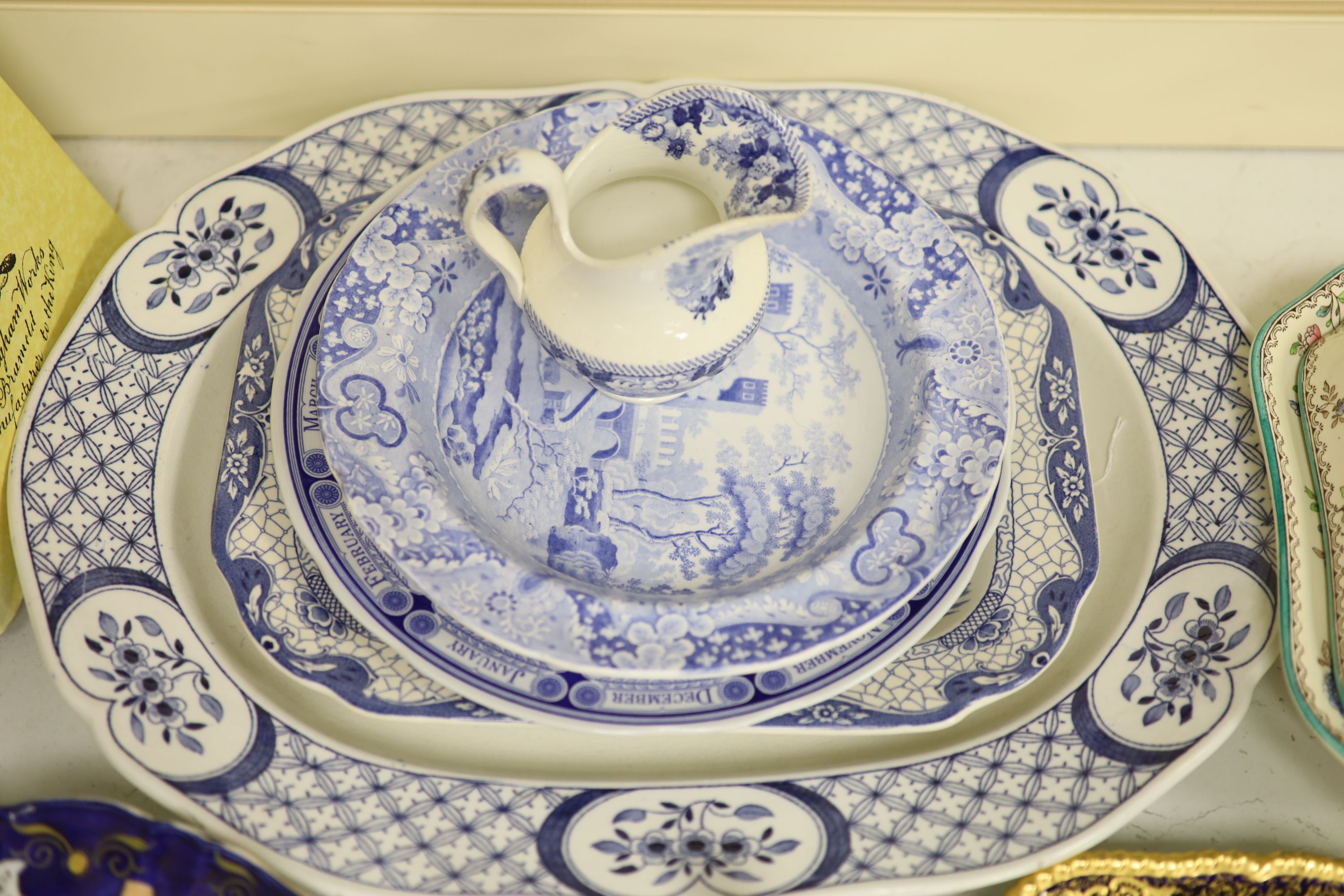 A Coalport cobalt blue dish with painted reserve of 'Kilchurn', heightened in gilt and sundry - Image 10 of 10