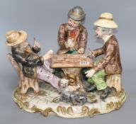 A large Capodimonte group, The Card Players, signed