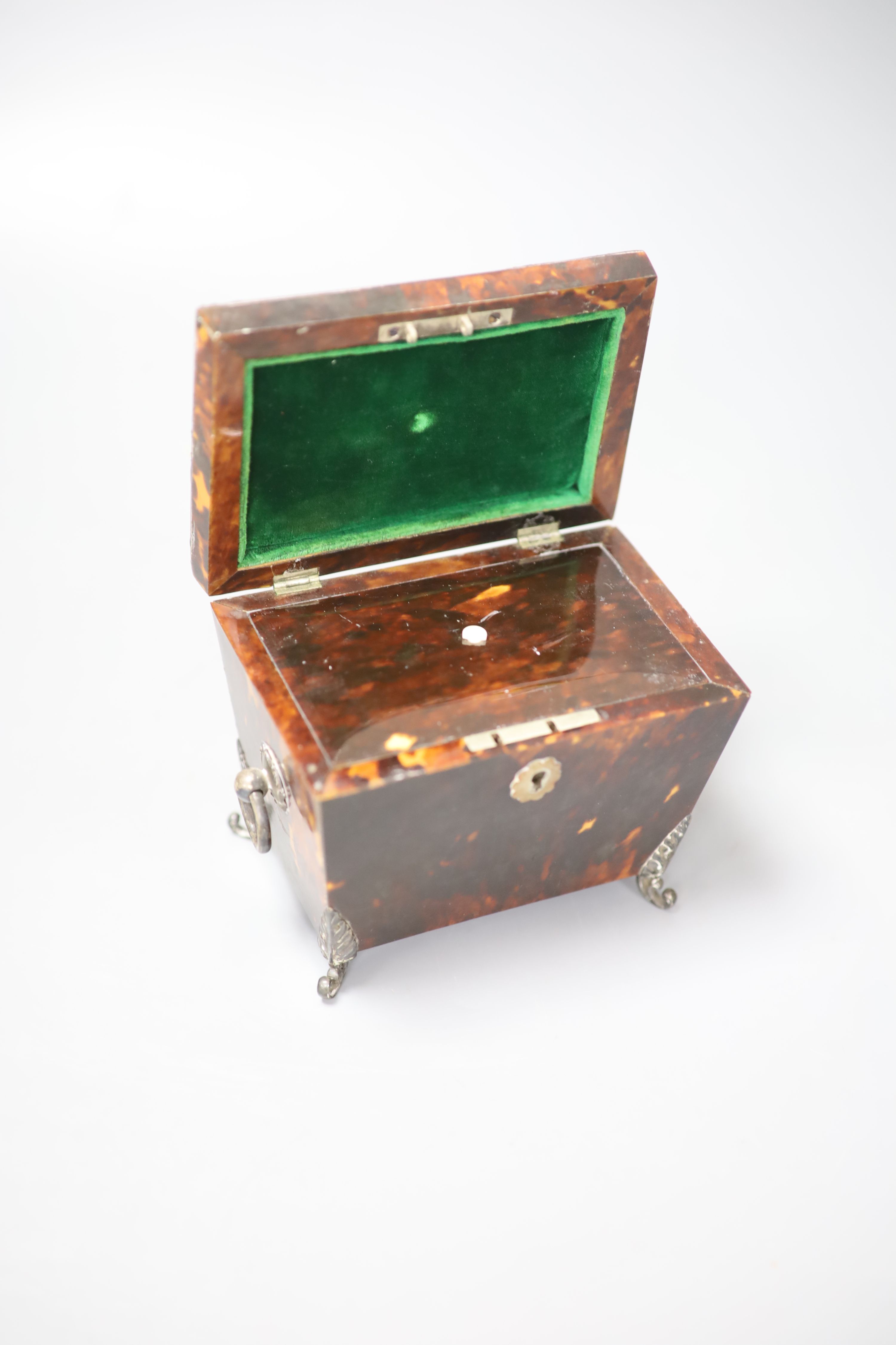 A Victorian silver mounted tortoiseshell tea caddy, 10cm high - Image 3 of 4