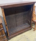 A 19th century walnut and mahogany open bookcase fitted two shelves, width 110cm, depth 35cm, height