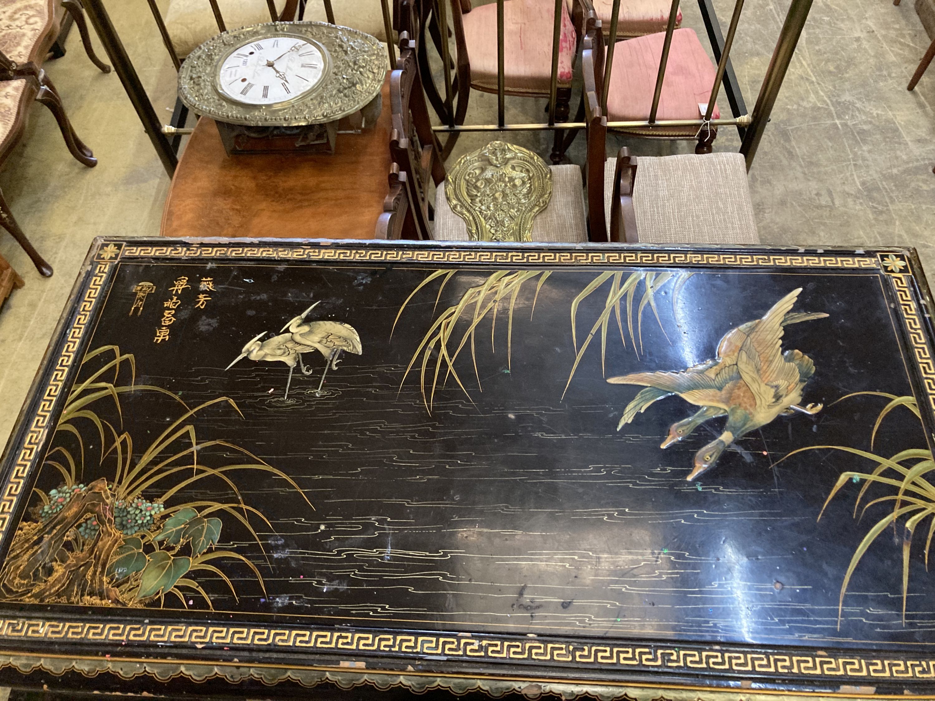 A rectangular Chinese lacquer coffee table, length 128cm, depth 69cm, height 44cm - Image 2 of 6