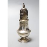 An 18th century Irish silver caster, marks rubbed, maker possibly William Townsend (1726-1775), 13.