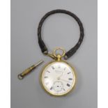 An Edwardian 18ct gold open faced J.W. Benson 'The Ludgate' keywind lever pocket watch, case