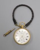 An Edwardian 18ct gold open faced J.W. Benson 'The Ludgate' keywind lever pocket watch, case