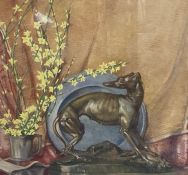 Louise Gillett, watercolour, 'The bronze hound', signed and dated 1931, 32 x 33.5cm.