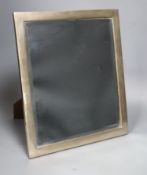 A sterling mounted wooden backed rectangular easel mirror, 39.7cm.