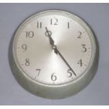 A metal cased circular slave clock, the reverse inscribed GPO