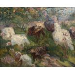 Emil Pottner (b.1872), oil on card, Study of turkey's, signed, 23 x 29cm