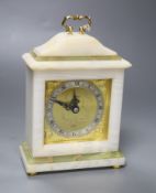 An Elliott onyx mantel clock, retailed by Asprey & Co., height 19cm