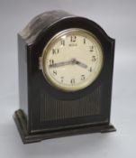 A Bulle electric ebonised mantel clock, height 20cm