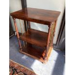 A Victorian rosewood three tier whatnot, width 61cm, depth 46cm, height 84cm