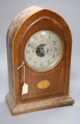 A Bulle inlaid mahogany electric mantel clock, height 39cm