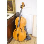 An English cello, Cobbold 96, with cover, back 75.5cm