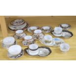 A group of Japanese ceramic teawares and plates, Meiji