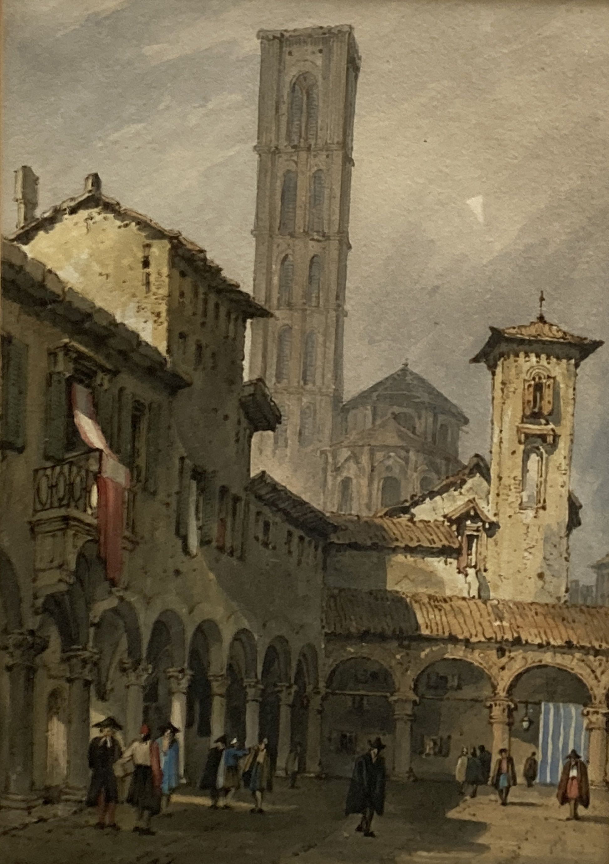 William Henry Harriott (fl.1811-39), 2 watercolours, Bologna and a French market stall, initialled - Image 3 of 5