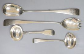 A pair of late Victorian Irish silver Old English pattern servers, Edmund, Johnson, Dublin, 1897,