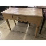 A Victorian pine cream painted console table with drawer, width 98cm, depth 43cm, height 76cm