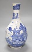 An 18th century Chinese blue and white guglet, once mounted as a lamp, height 25.5cm (drill hole