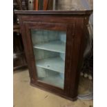 A 19th century pine hanging corner cabinet, width 69cm, depth 36cm, height 95cm