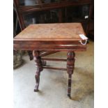 A Victorian burr walnut work table, width 56cm, depth 41cm, height 69cm
