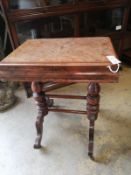A Victorian burr walnut work table, width 56cm, depth 41cm, height 69cm