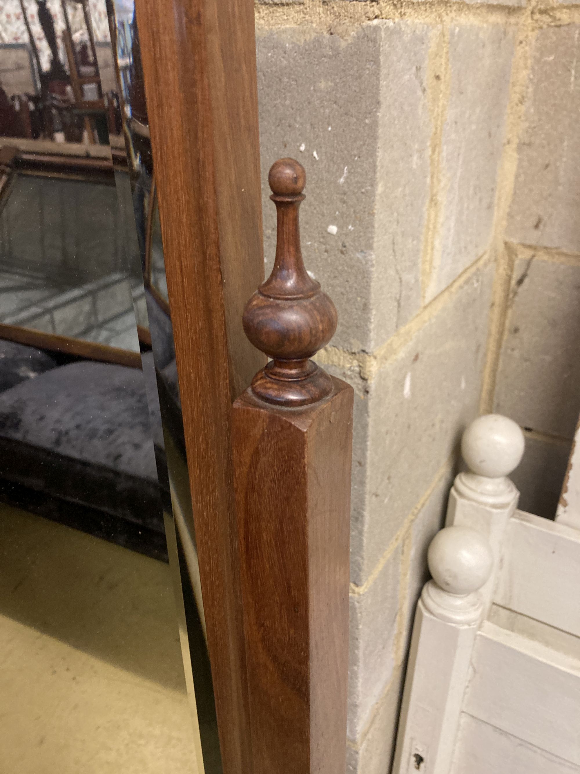 An early 20th century hardwood cheval mirror, width 60cm, height 158cm - Image 3 of 3