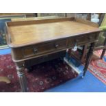 A Victorian mahogany two drawer side table, width 98cm, depth 50cm, height 82cm