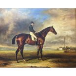 After Herring, a modern oil on board, Racehorse with jockey up, 40 x 50cm