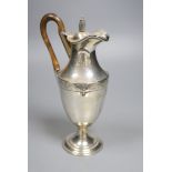 A late Victorian silver hot water pot, London, 1883, maker's mark rubbed, height 26.1cm, gross 12.