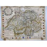 John Senex, coloured engraving, Map of Switzerland, 42 x 55cm,