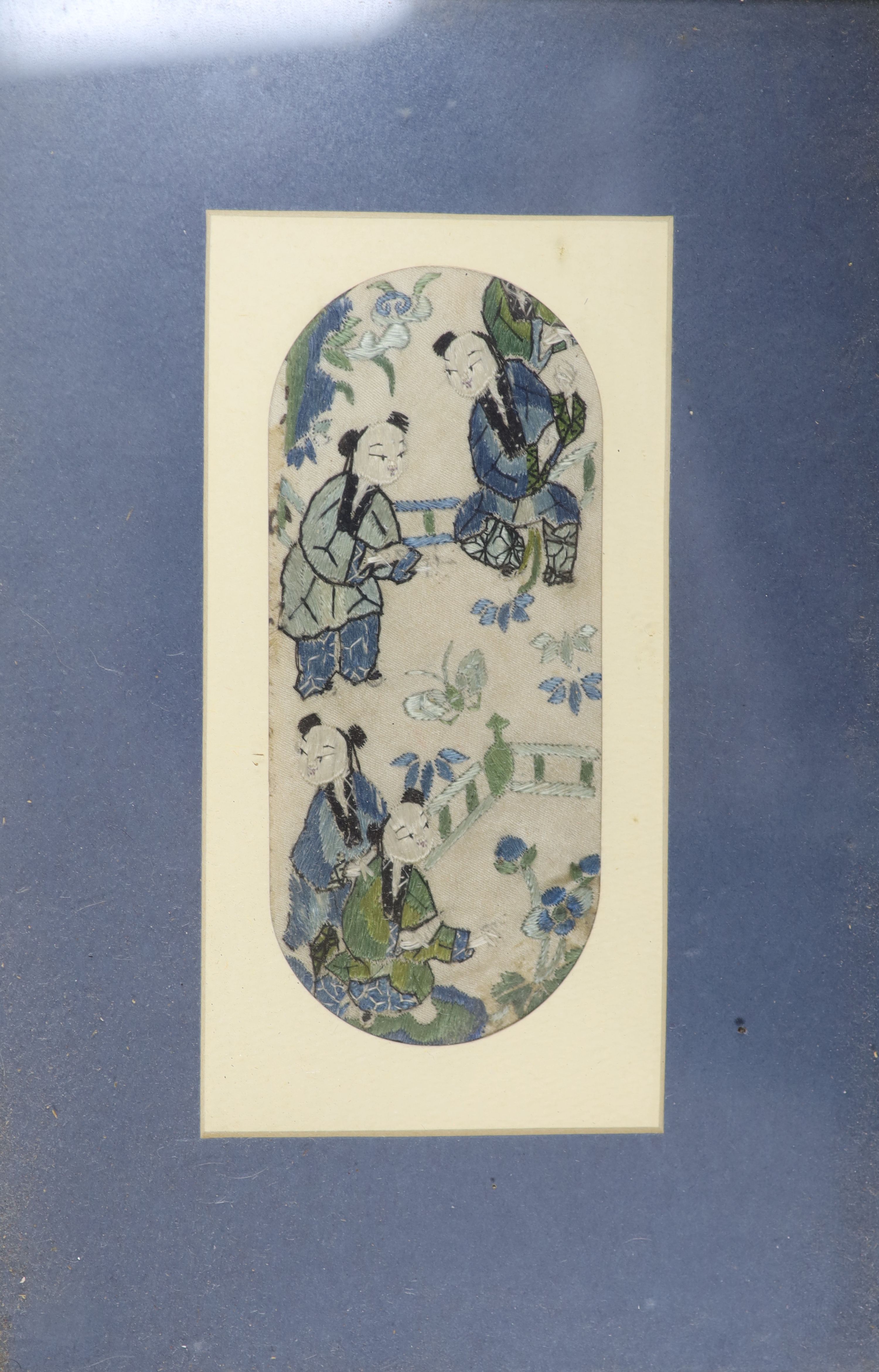 A group of Chinese silkwork panels - Image 3 of 6