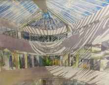 Olwen Jones (1945-), watercolour, Architectural study - Interior Whitefriars, signed, 54 x 71cm