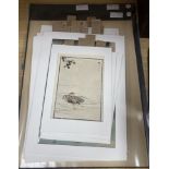A group of assorted unframed Japanese woodblock prints, largest 36 x 23cm