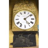 A 19th century French embossed brass wall clock, height 42cm