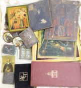 A quantity of religious artefacts including icons, crucifixes, etc.