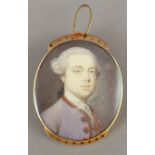 Gervase Spencer (d.1763)oil on ivoryPortrait miniature of a gentleman wearing a lilac coatinitialled